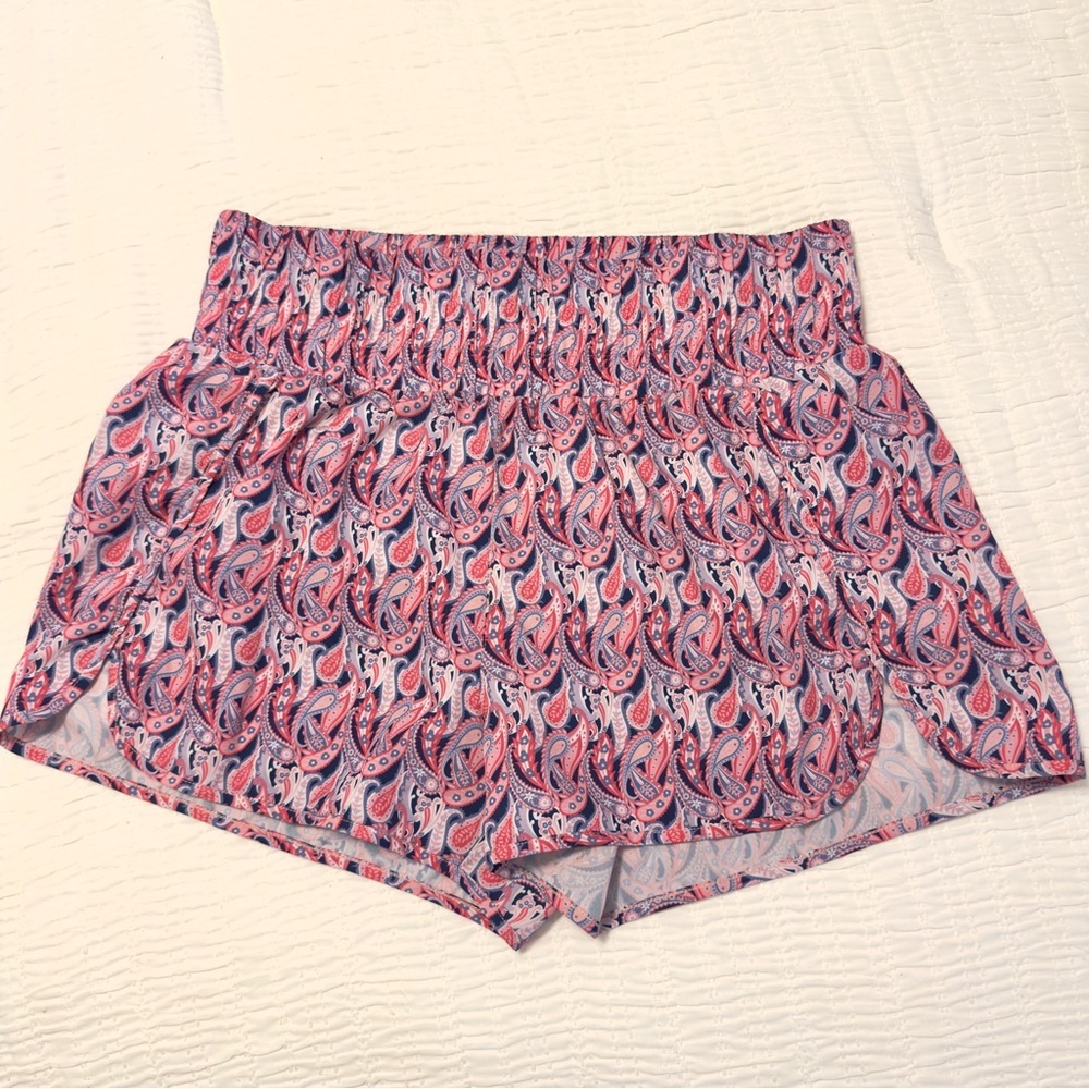 Simply Southern Paisley Print Athletic Shorts in Pink and Blue size XL